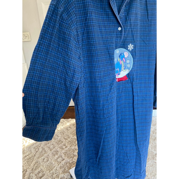 Vintage Disney Store Eeyore Plaid Flannel Nightgown Cozy 90s Y2K Winnie Pooh - Picture 4 of 10